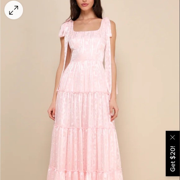 Lulus Dresses & Skirts - Picturesque Allure Blush Pink Jacquard Tie-Strap Maxi Dress